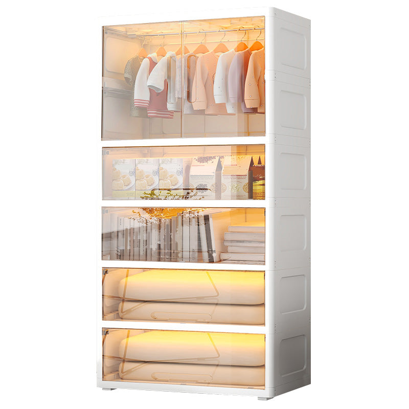 Modern Plastic Wardrobe Cloth Rod Included Kids Closet without LED Light