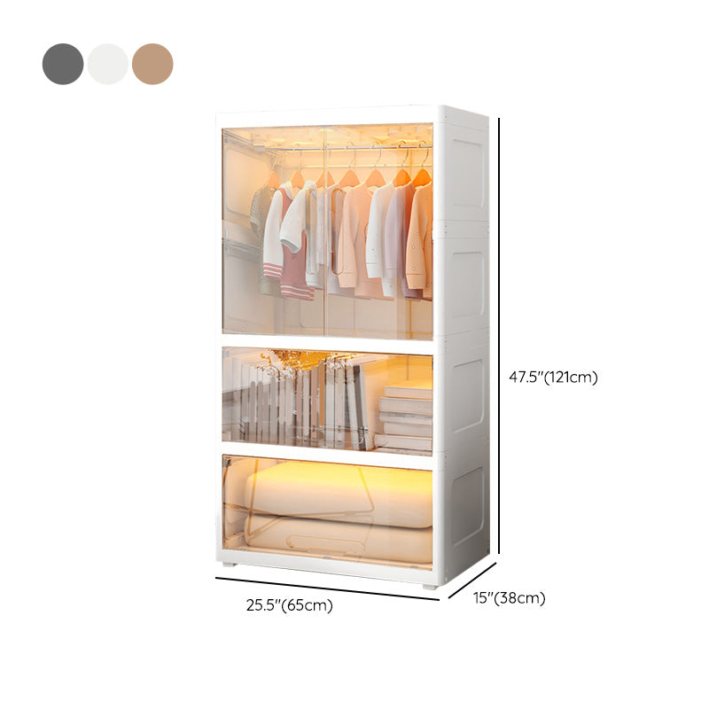 Modern Plastic Wardrobe Cloth Rod Included Kids Closet without LED Light