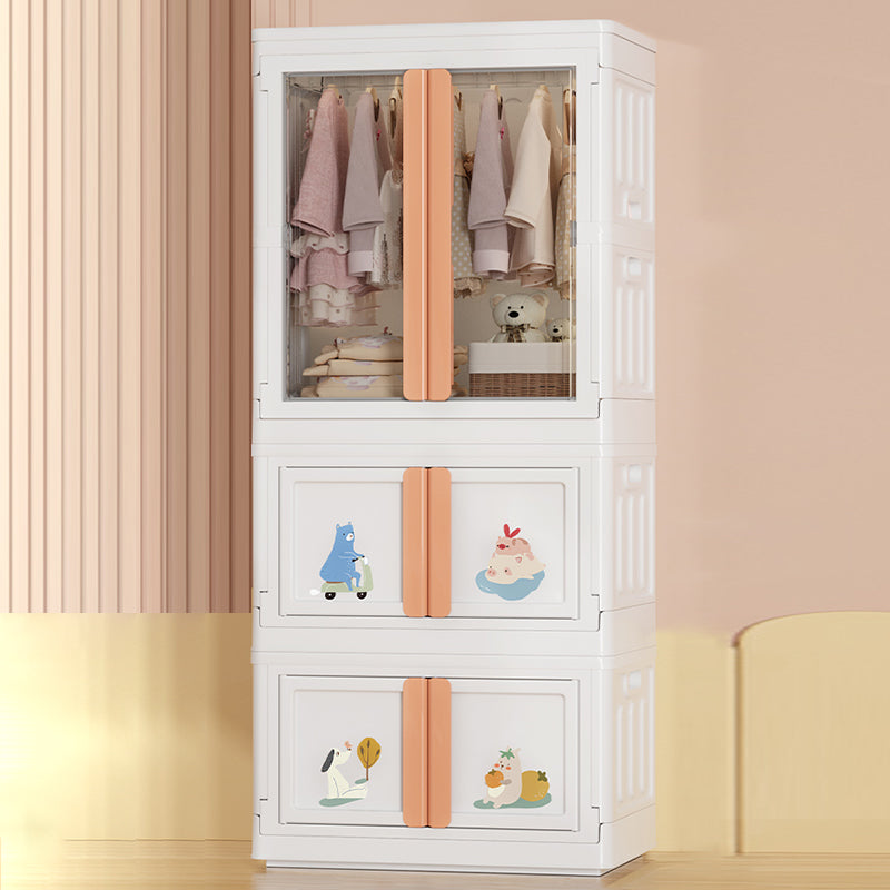 Modern Style Youth Armoire Plastic Bedroom Hanging Clothes Rack with Cloth Rod