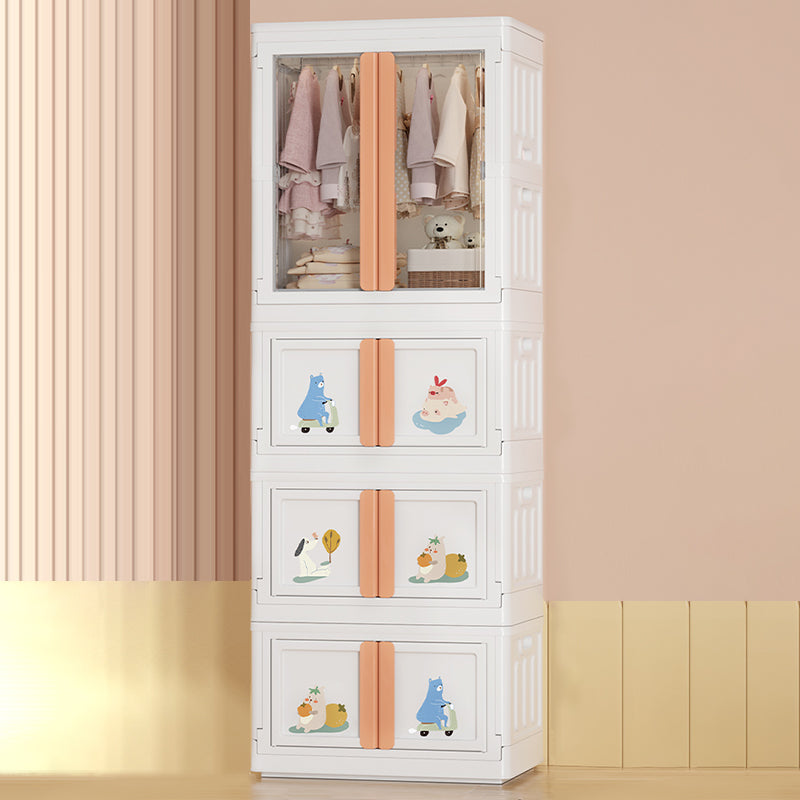 Modern Style Youth Armoire Plastic Bedroom Hanging Clothes Rack with Cloth Rod