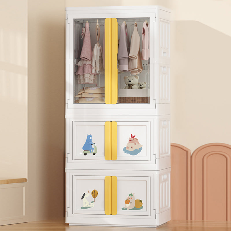 Modern Style Youth Armoire Plastic Bedroom Hanging Clothes Rack with Cloth Rod