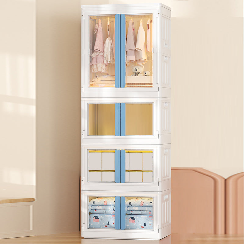 Modern Style Youth Armoire Plastic Bedroom Hanging Clothes Rack with Cloth Rod