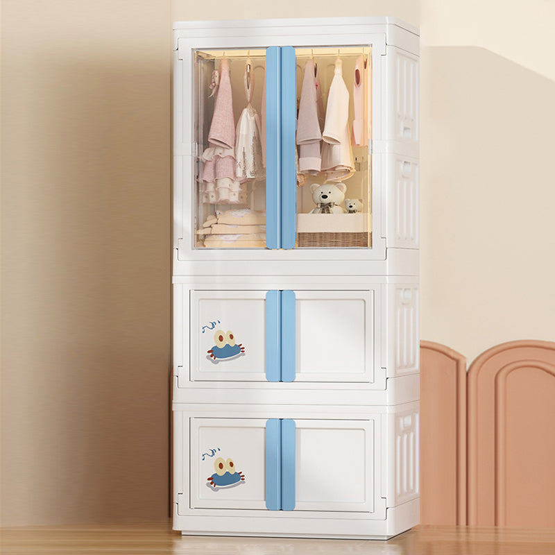 Modern Style Youth Armoire Plastic Bedroom Hanging Clothes Rack with Cloth Rod