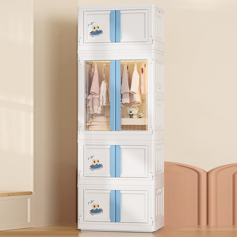 Modern Style Youth Armoire Plastic Bedroom Hanging Clothes Rack with Cloth Rod