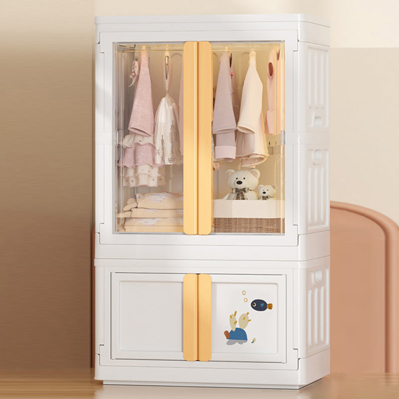 Modern Style Youth Armoire Plastic Bedroom Hanging Clothes Rack with Cloth Rod