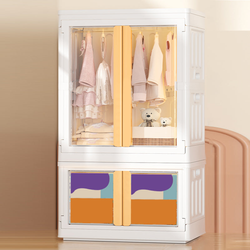 Modern Style Youth Armoire Plastic Bedroom Hanging Clothes Rack with Cloth Rod