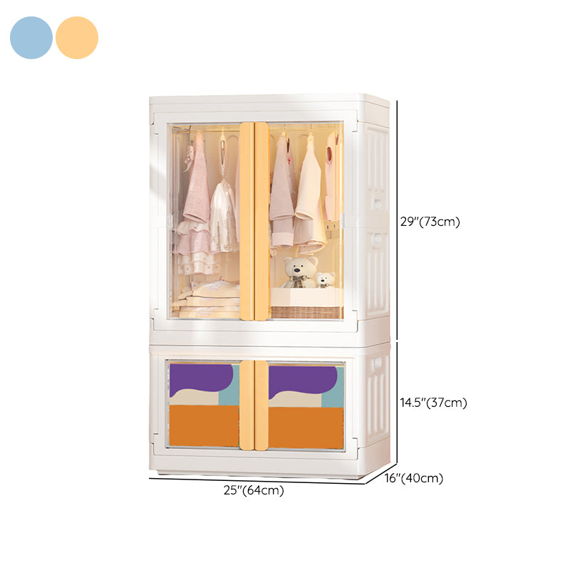 Modern Style Youth Armoire Plastic Bedroom Hanging Clothes Rack with Cloth Rod