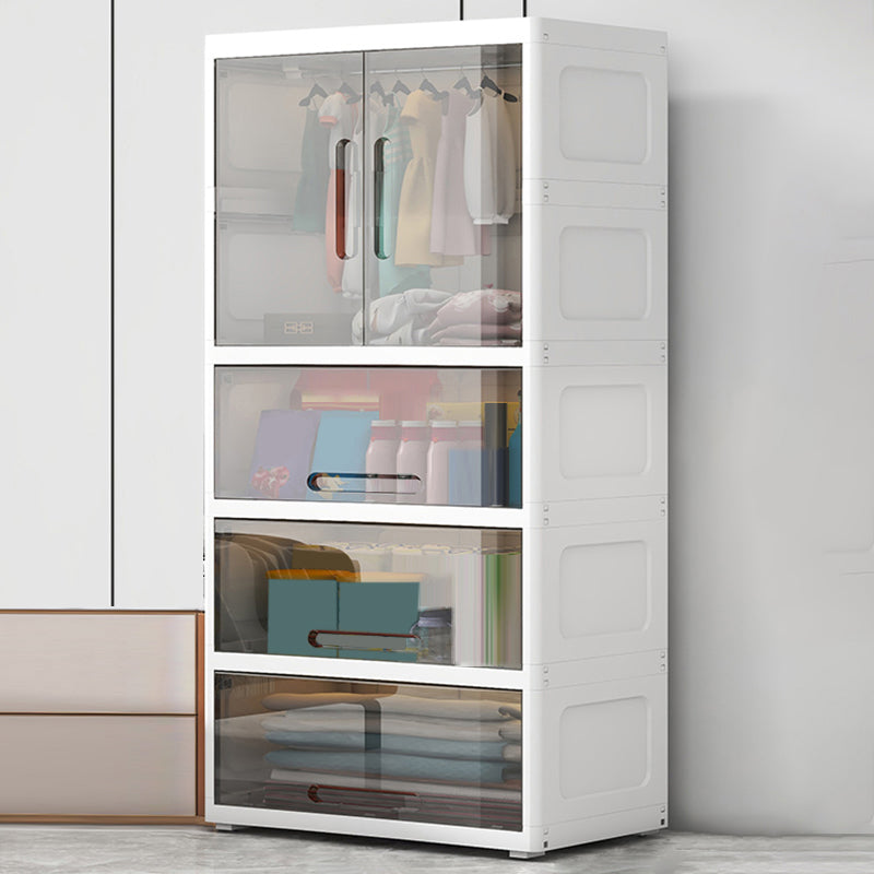 Modern Style Plastic Kids Closet Door Included Youth Armoire for Home