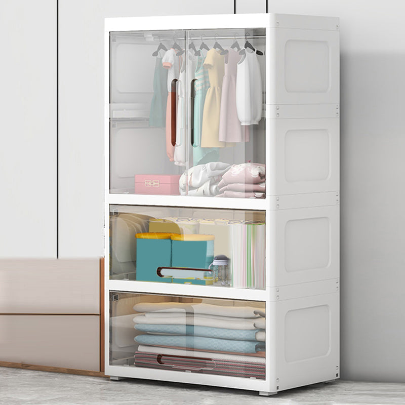 Modern Style Plastic Kids Closet Door Included Youth Armoire for Home