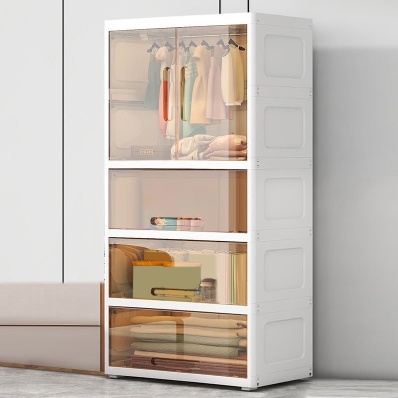 Modern Style Plastic Kids Closet Door Included Youth Armoire for Home