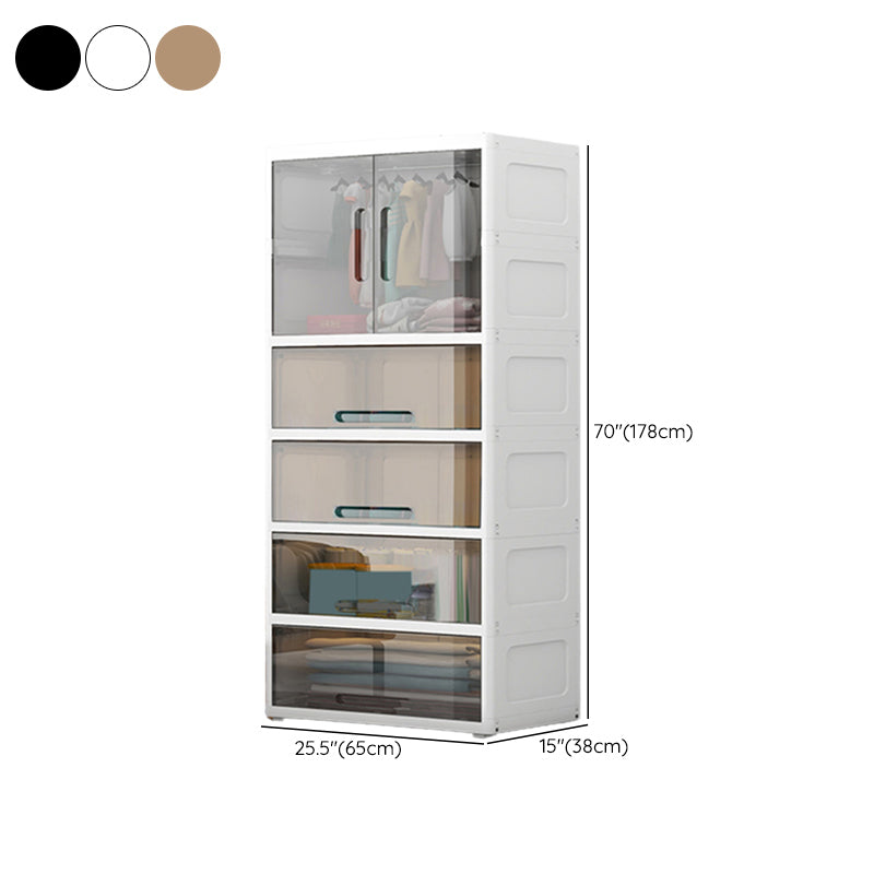 Modern Style Plastic Kids Closet Door Included Youth Armoire for Home