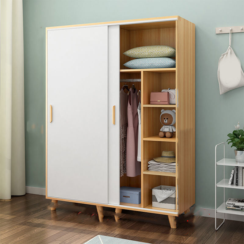 Contemporary Wooden Armoire Cabinet Bedroom Youth Armoire with Garment Rod