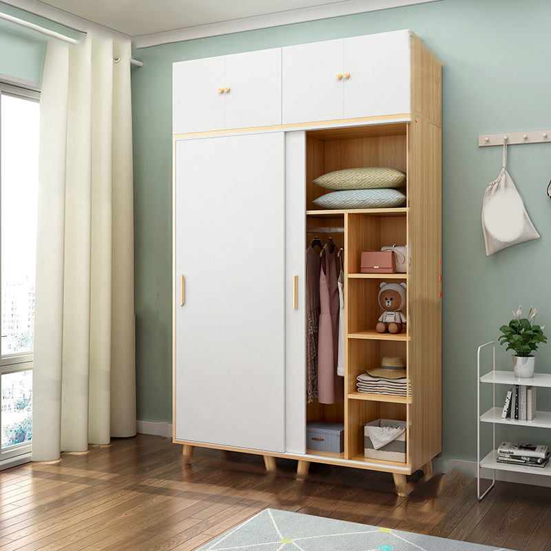 Contemporary Wooden Armoire Cabinet Bedroom Youth Armoire with Garment Rod