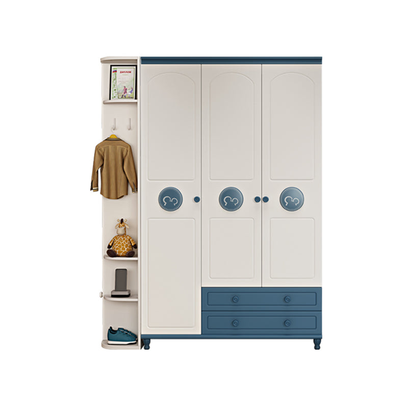 Modern Style Wooden Kids Closet Cloth Rod Included Bedroom Youth Armoire with Legs