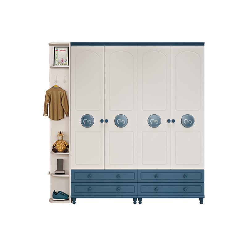 Modern Style Wooden Kids Closet Cloth Rod Included Bedroom Youth Armoire with Legs