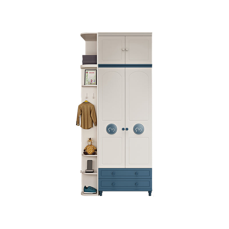 Modern Style Wooden Kids Closet Cloth Rod Included Bedroom Youth Armoire with Legs