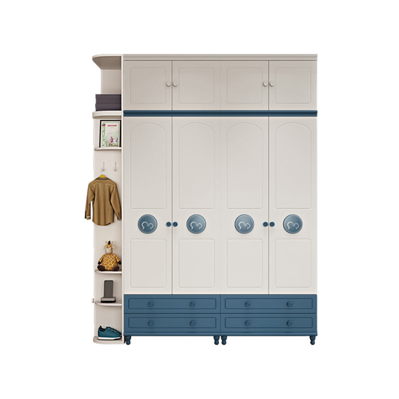 Modern Style Wooden Kids Closet Cloth Rod Included Bedroom Youth Armoire with Legs