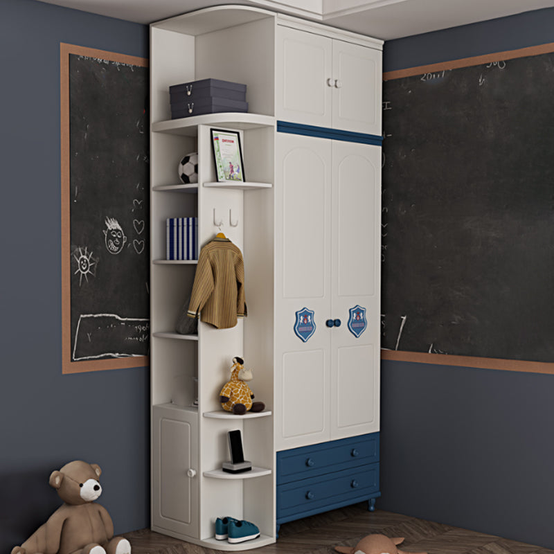 Contemporary Wooden Kids Closet Cloth Rod Included Bedroom Youth Armoire with Legs