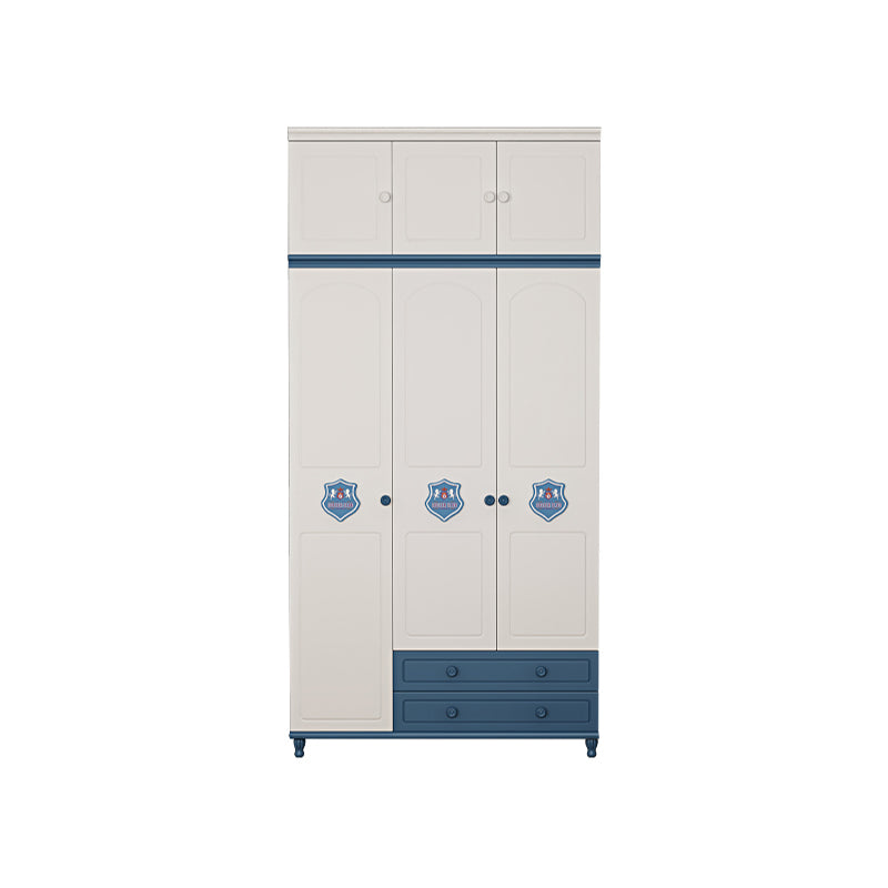 Contemporary Wooden Kids Closet Cloth Rod Included Bedroom Youth Armoire with Legs