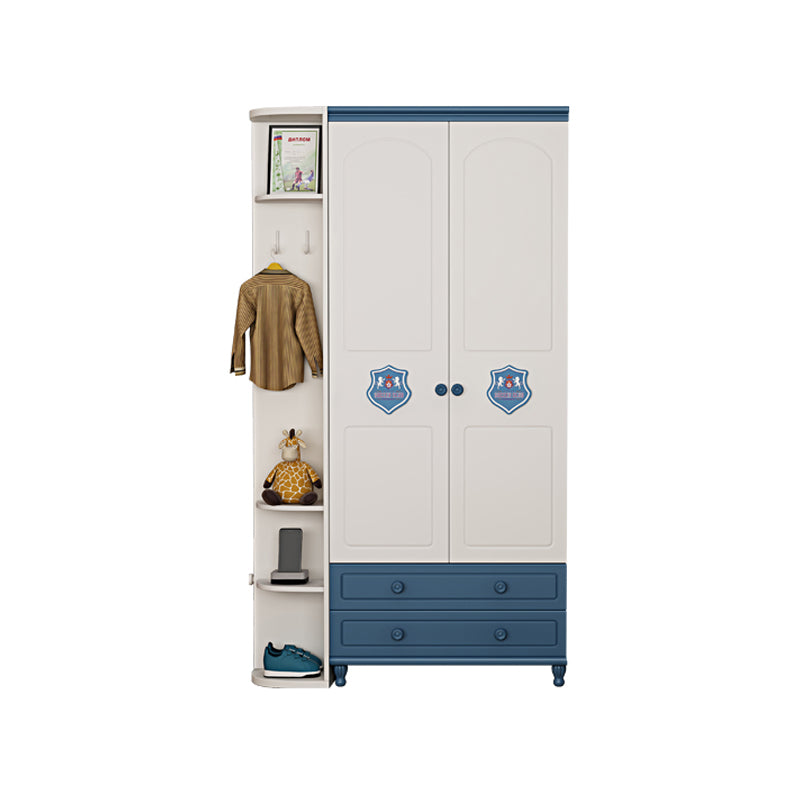 Contemporary Wooden Kids Closet Cloth Rod Included Bedroom Youth Armoire with Legs