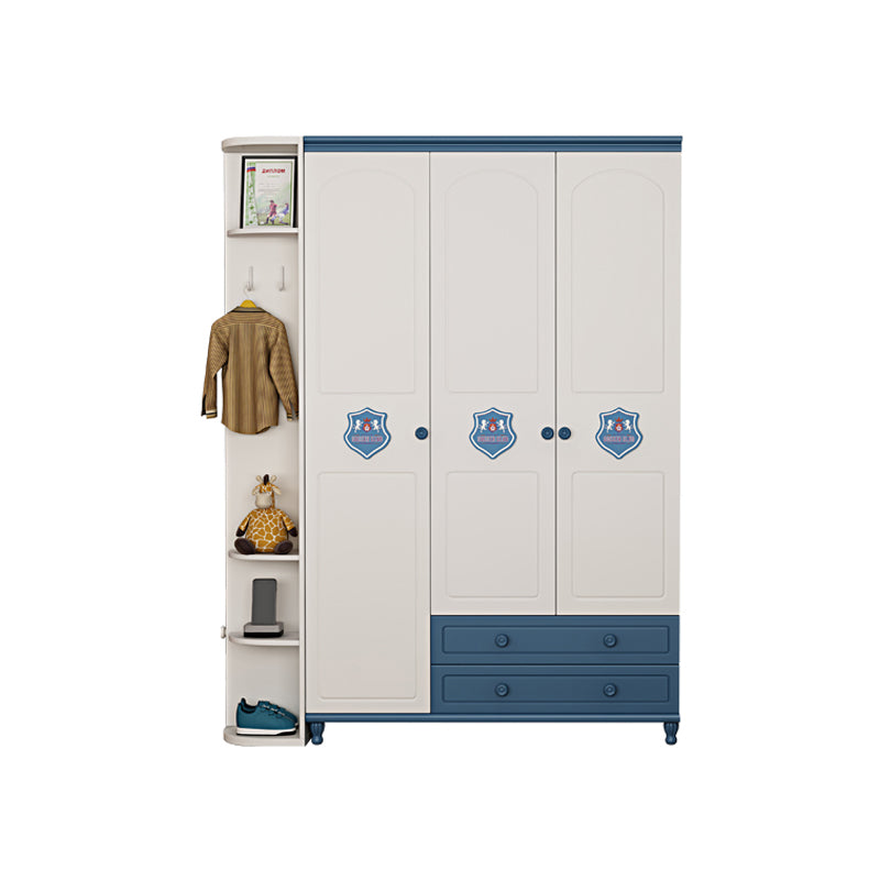 Contemporary Wooden Kids Closet Cloth Rod Included Bedroom Youth Armoire with Legs