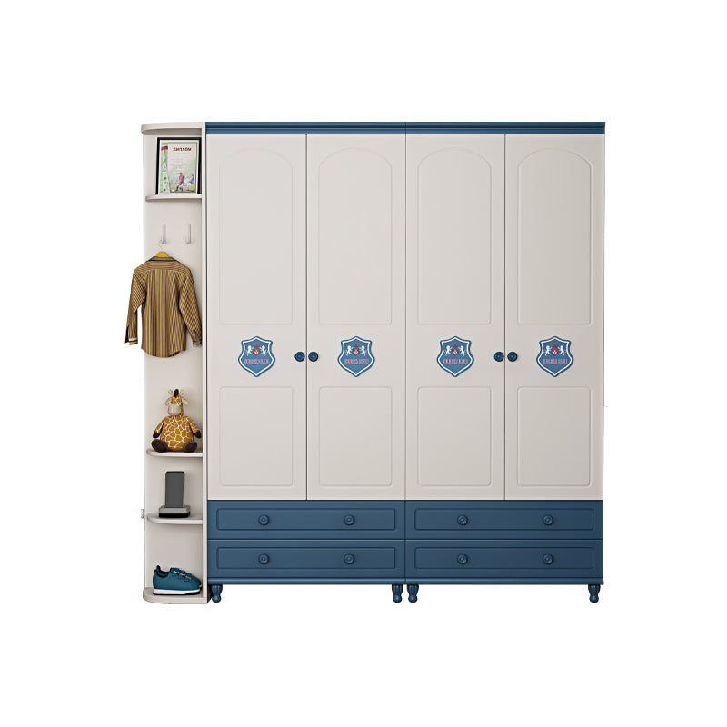 Contemporary Wooden Kids Closet Cloth Rod Included Bedroom Youth Armoire with Legs