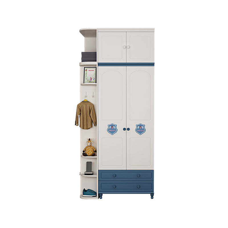 Contemporary Wooden Kids Closet Cloth Rod Included Bedroom Youth Armoire with Legs