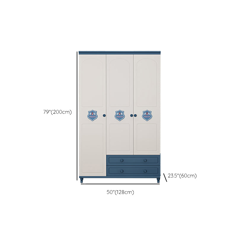 Contemporary Wooden Kids Closet Cloth Rod Included Bedroom Youth Armoire with Legs