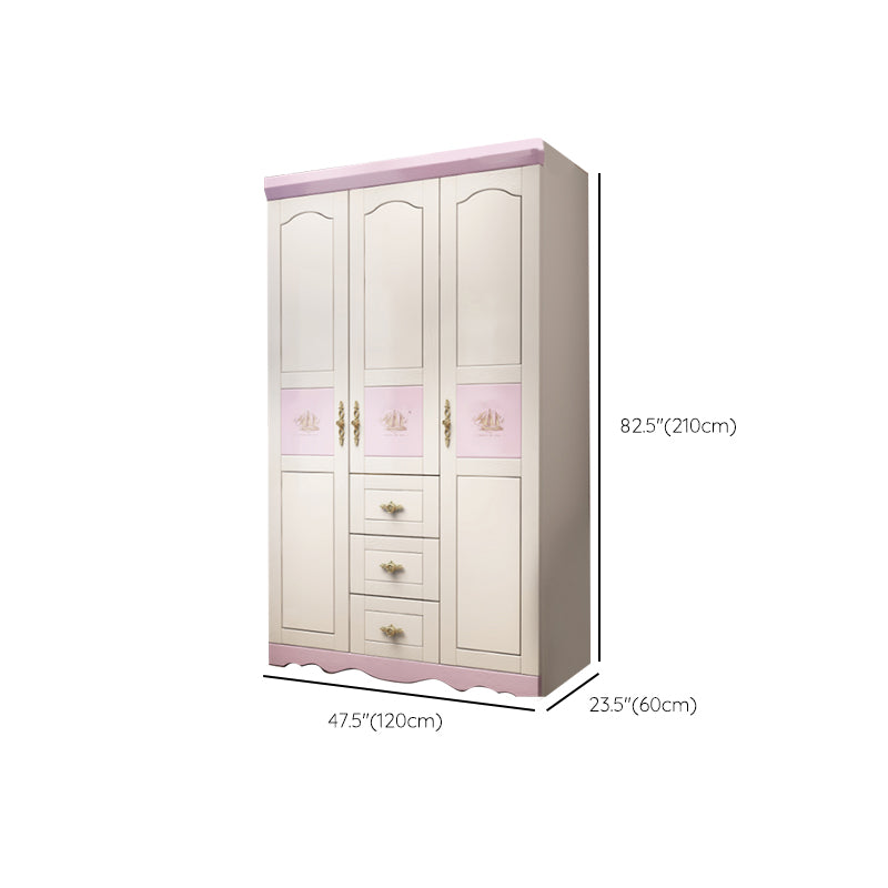 Solid Wood Kids Closet Modern Style White Colour Wardrobe Closet with Drawers