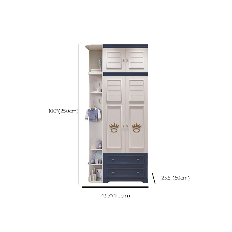 Manufactured Wooden Kids Closet Modern Style Bedroom Wardrobe Closet with Drawers