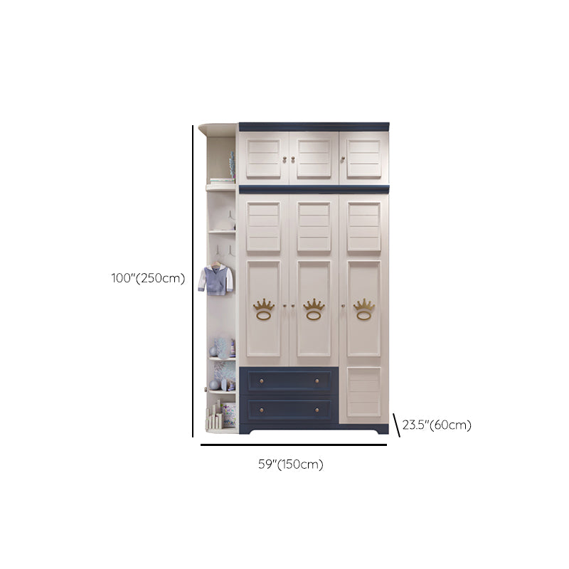 Manufactured Wooden Kids Closet Modern Style Bedroom Wardrobe Closet with Drawers