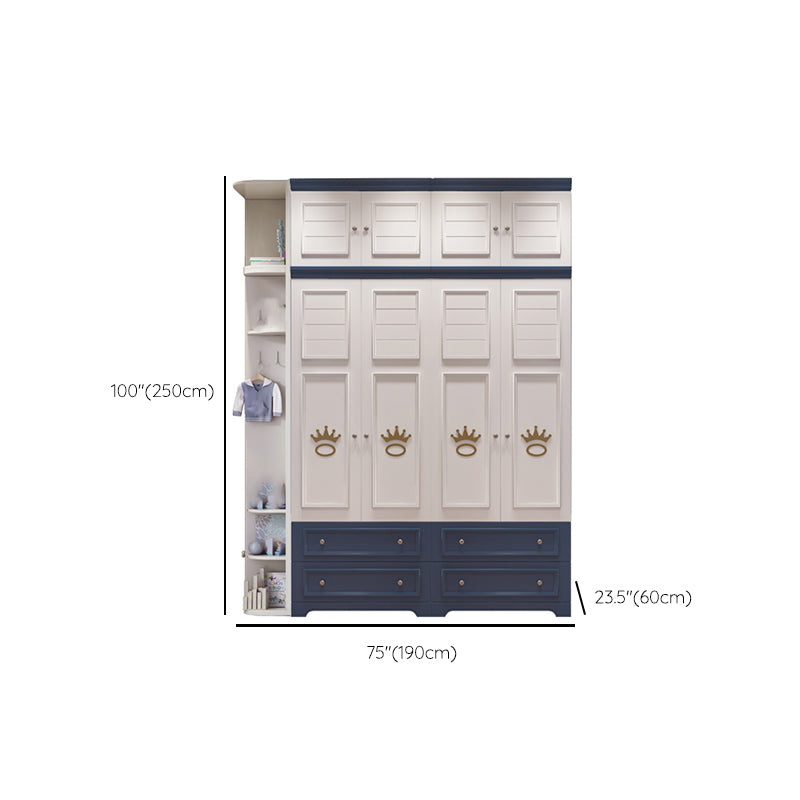 Manufactured Wooden Kids Closet Modern Style Bedroom Wardrobe Closet with Drawers