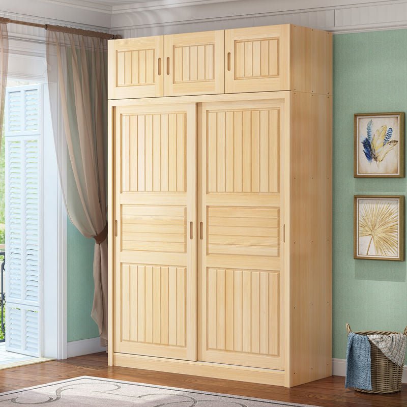 Light Wood Kids Closet Manufactured Wood Youth Armoire with Sliding Door