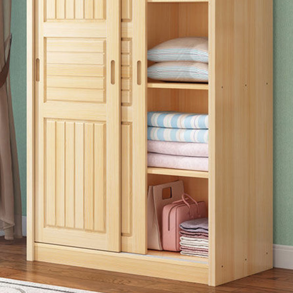 Light Wood Kids Closet Manufactured Wood Youth Armoire with Sliding Door