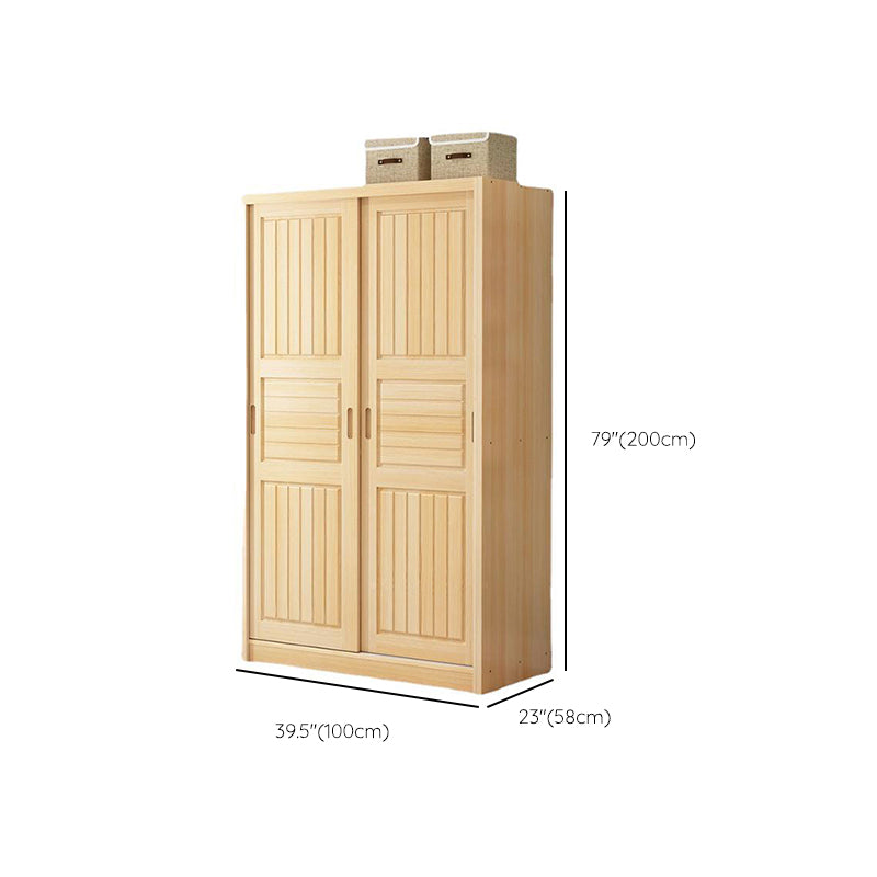 Light Wood Kids Closet Manufactured Wood Youth Armoire with Sliding Door