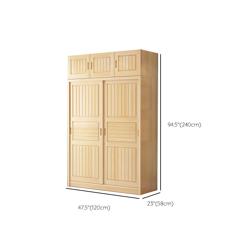 Light Wood Kids Closet Manufactured Wood Youth Armoire with Sliding Door