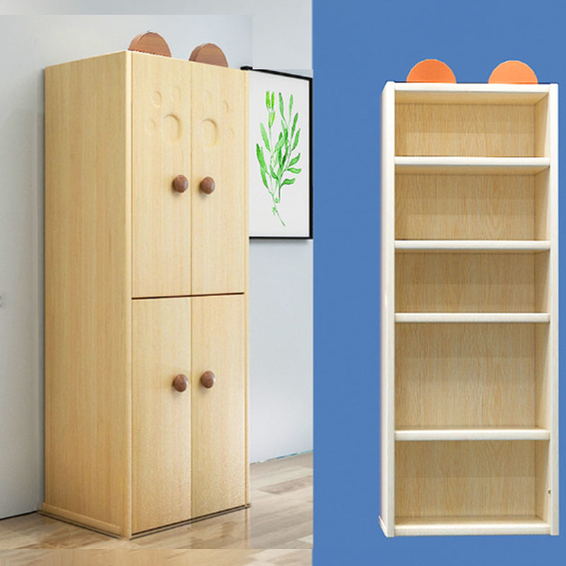 Solid Wood Kids Closet Modern Light Wood Wardrobe Closet with Garment Rod