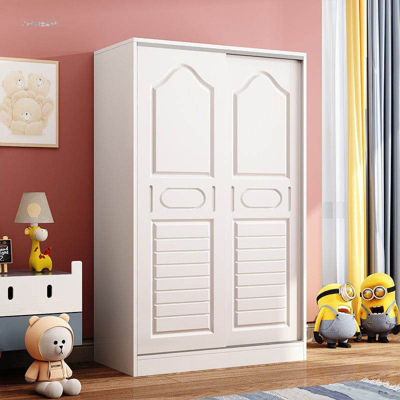 Contemporary Kids Closet Manufactured Wood 2-Door Youth Armoire with Sliding Door