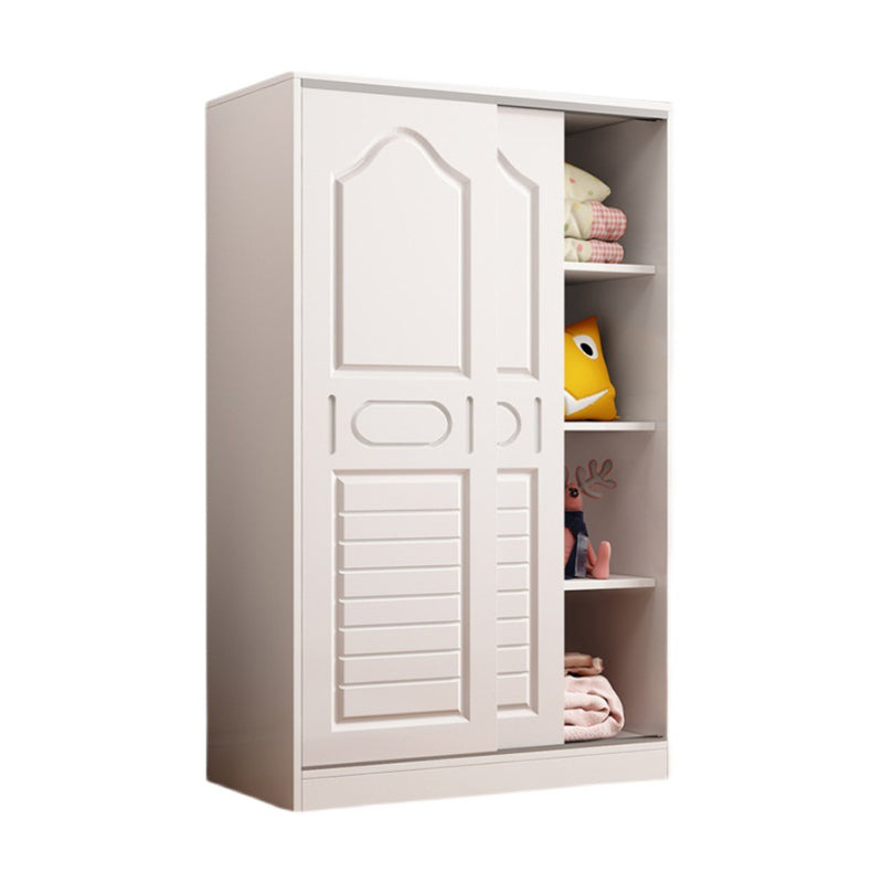 Contemporary Kids Closet Manufactured Wood 2-Door Youth Armoire with Sliding Door