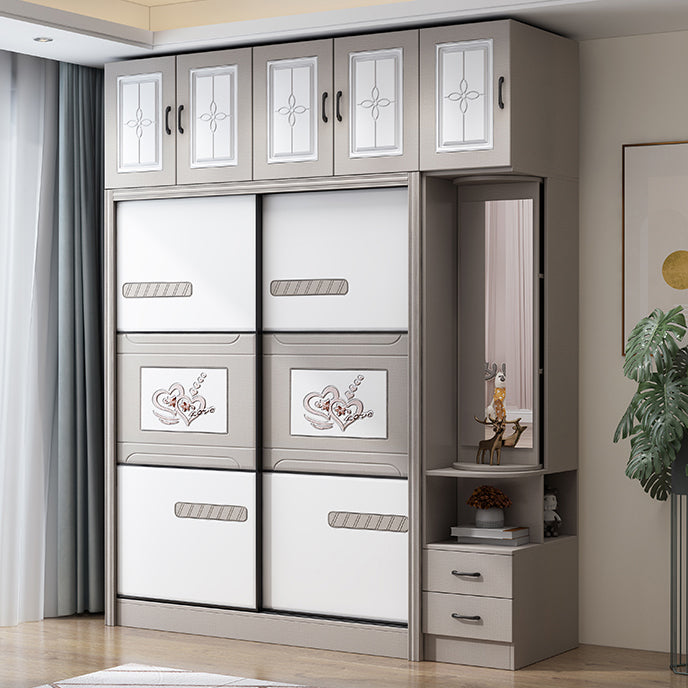 Contemporary Kids Closet Manufactured Wood Bedroom Youth Armoire with Sliding Door