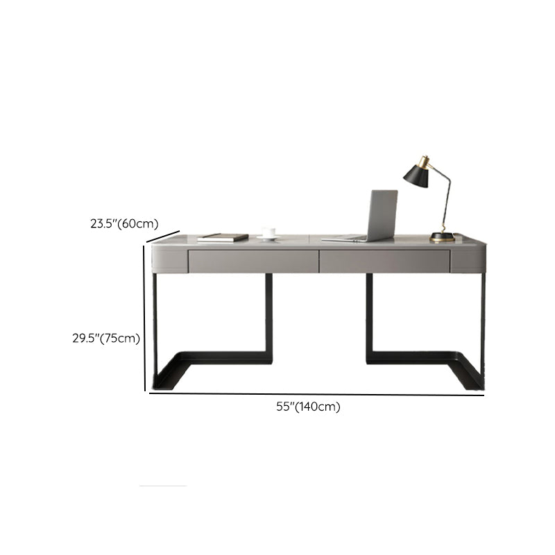 Modern Office Desk Antique Finish Computer Desk with 2 Storage Drawers