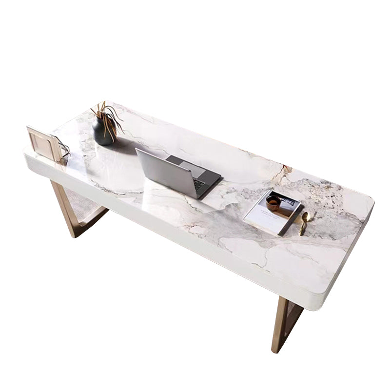 3 Drawers Writing Desk Rectangular Shaped Office Desk in White