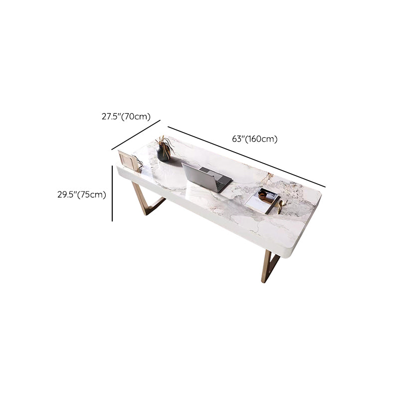 3 Drawers Writing Desk Rectangular Shaped Office Desk in White