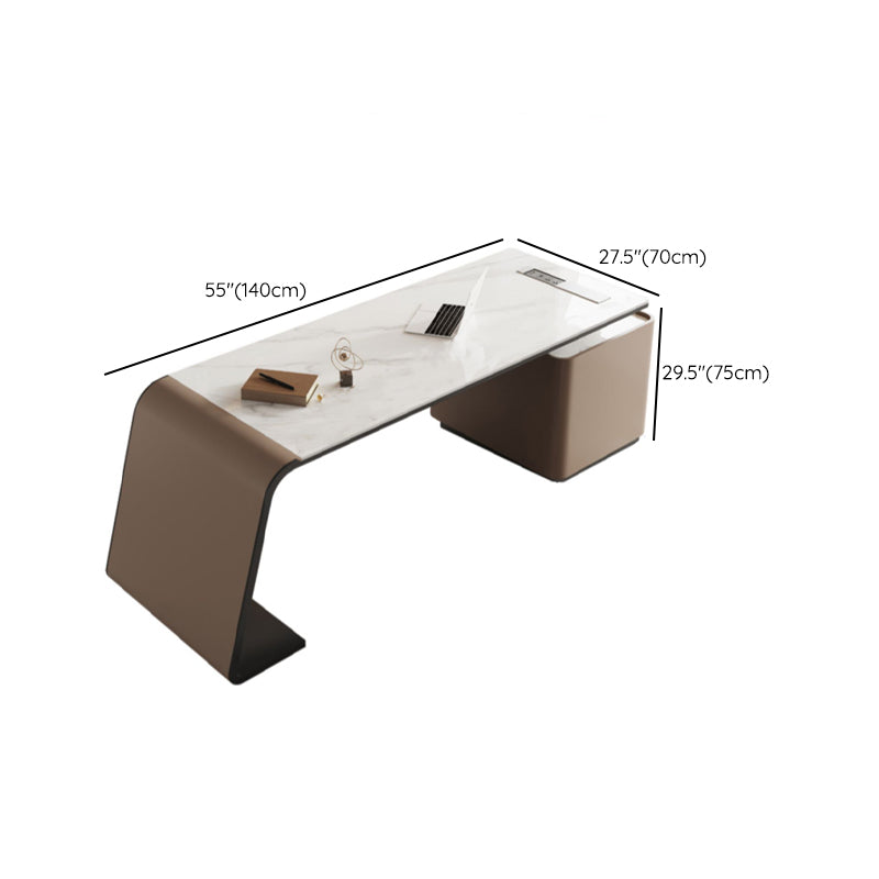 3 Drawers Writing Desk Rectangular Shaped Task Desk in White for Office