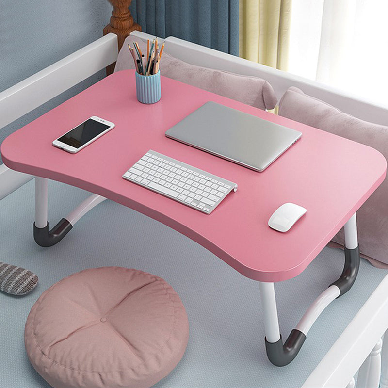 Folding Writing Desk Irregular Shape Task Desks with 2-Legs in White/Blue/Pink/Natural