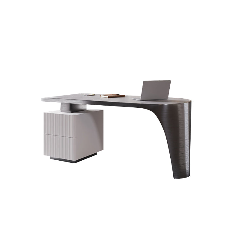 Modern Slate Top Office Desk Free Form Task Desk with 2 Drawers