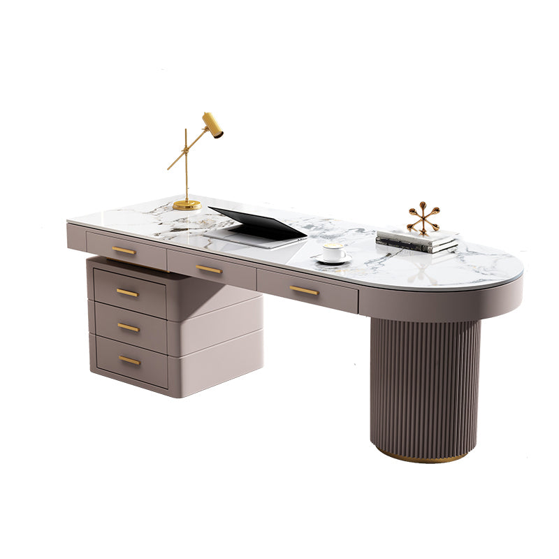 Modern Style Stone Office Desks Irregular Shape Task Desk with 2-Legs for Office