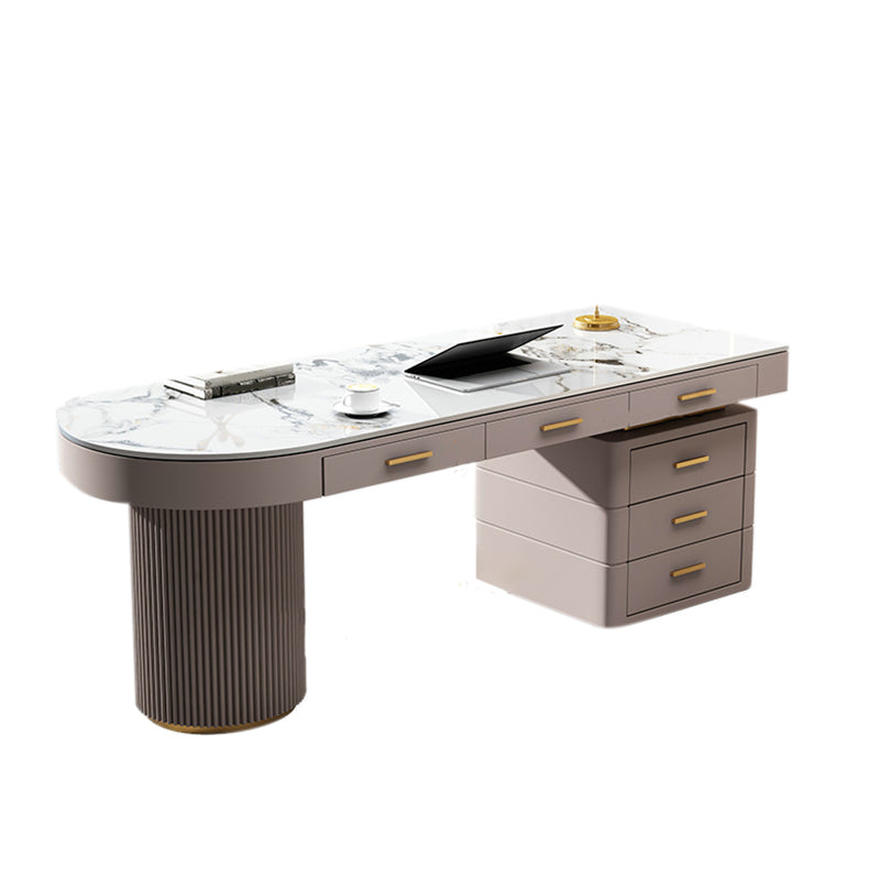 Modern Style Stone Office Desks Irregular Shape Task Desk with 2-Legs for Office