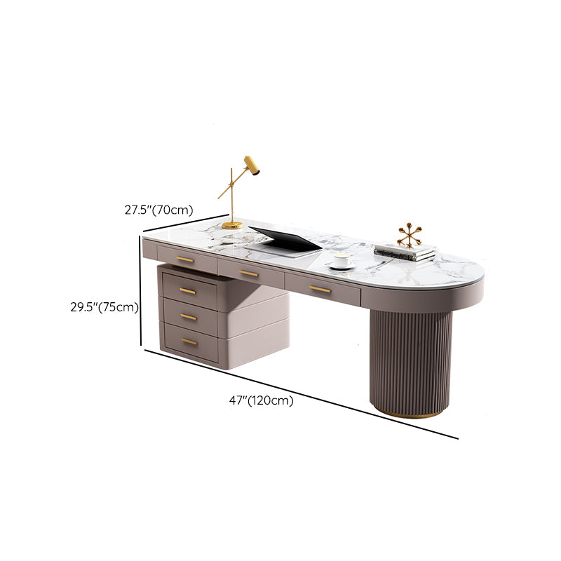 Modern Style Stone Office Desks Irregular Shape Task Desk with 2-Legs for Office