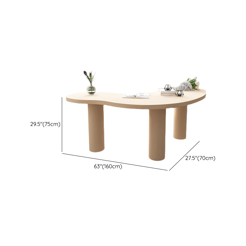 Modern Solid Wood Office Desk Irregular Shape Task Desk with 3-Legs for Office